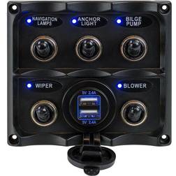 Sea-Dog water resistant toggle switch panel w/usb power socket 5. [424617-1]
